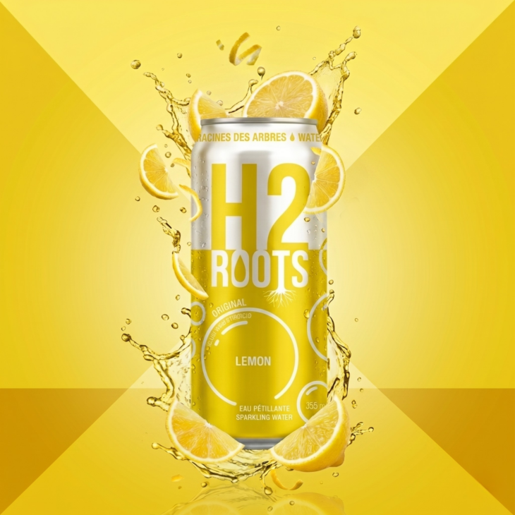 Canette H2Roots saveur citron 355 ml