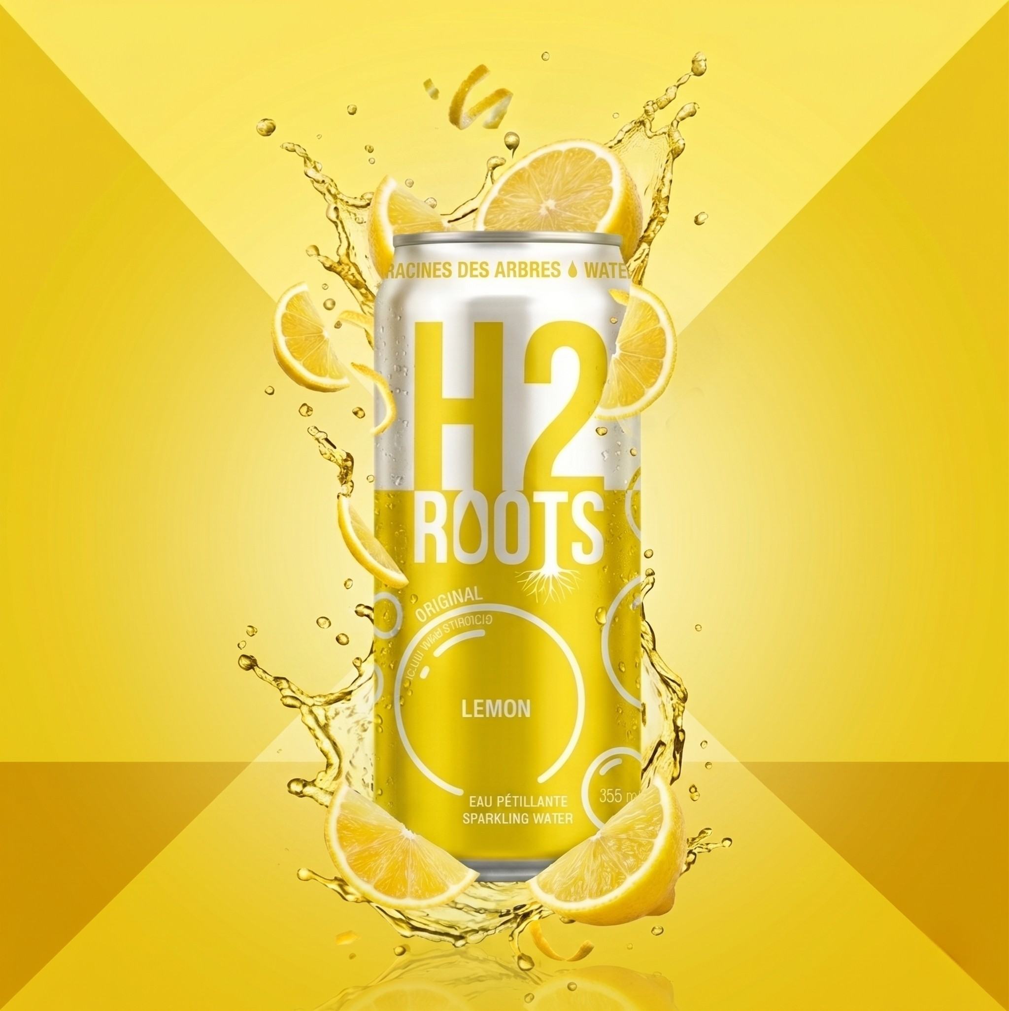 Canette H2Roots saveur citron 355 ml